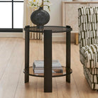 Hanson Side Table in Bronze and Dark Glass by Uttermost