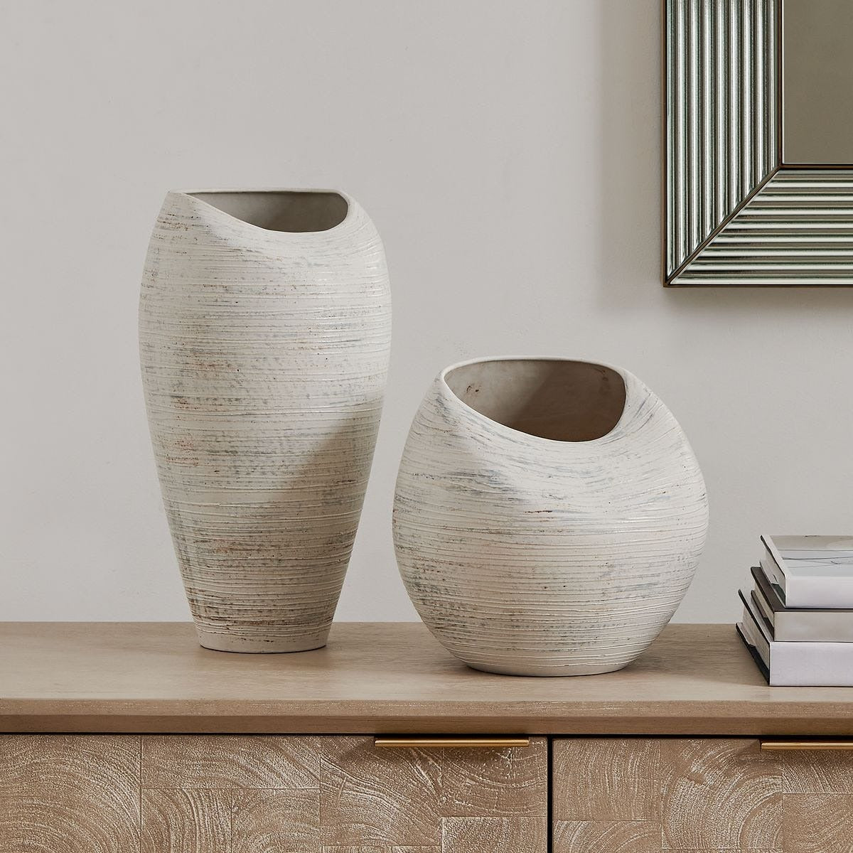 Inara Indoor-Outdoor Vases in White - Set of 2 by Uttermost