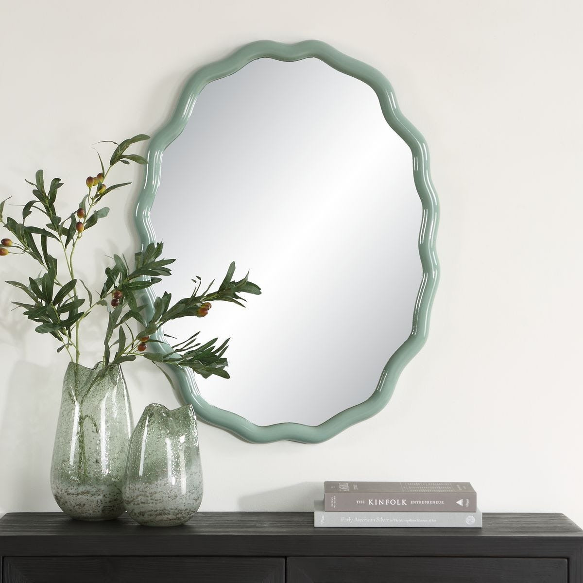 Isly Oval Mirror in Robin's Egg Blue by Uttermost