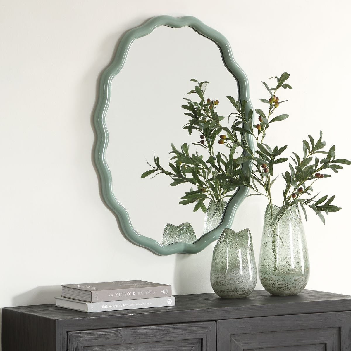 Isly Oval Mirror in Robin's Egg Blue by Uttermost