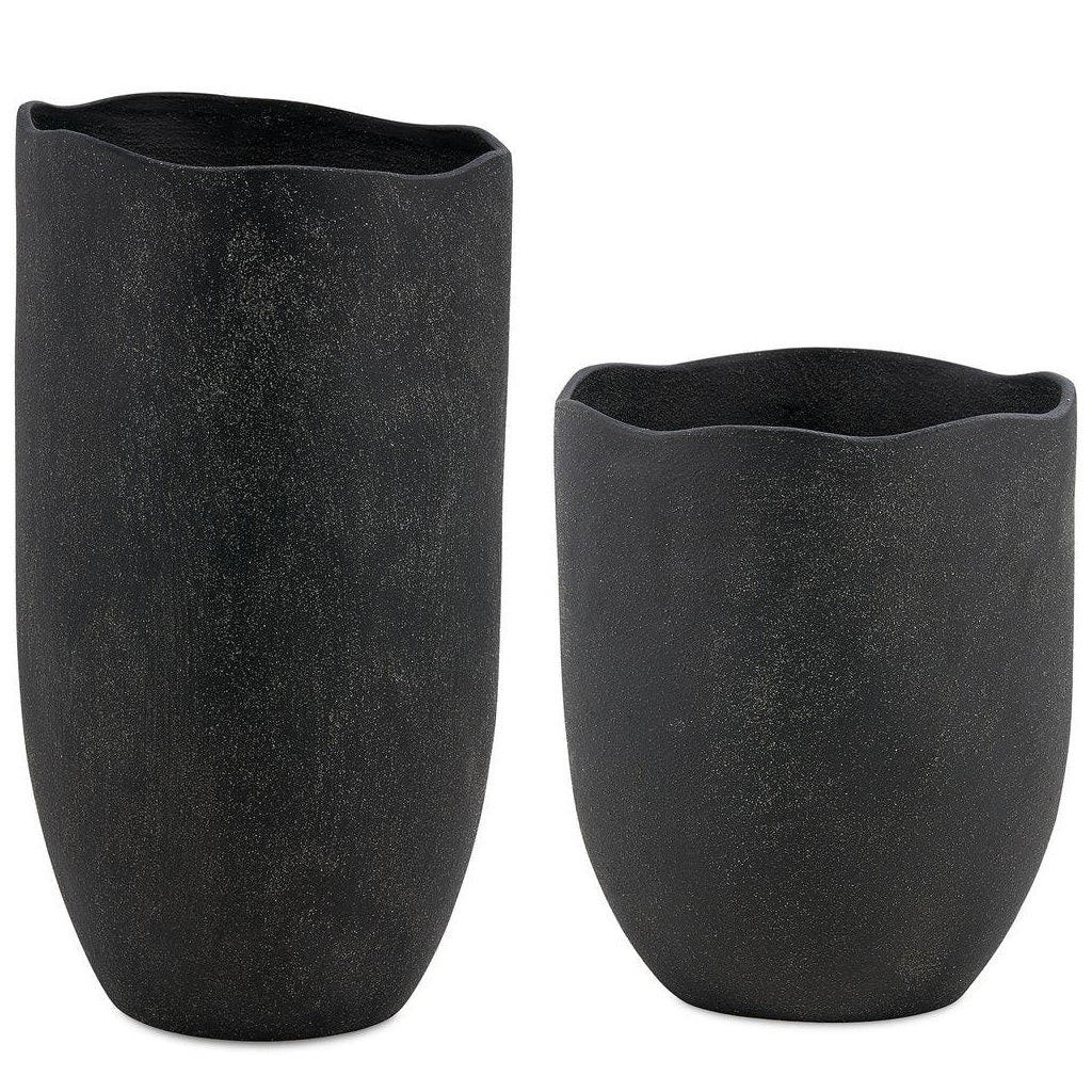 Komorebi Indoor-Outdoor Vases in Black - Set of 2 by Uttermost