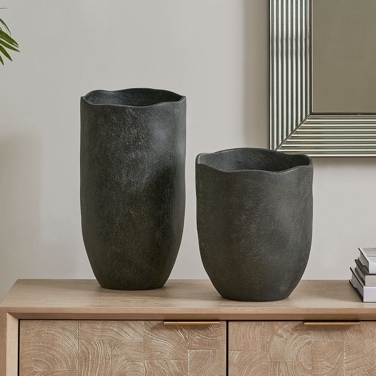 Komorebi Indoor-Outdoor Vases in Black - Set of 2 by Uttermost