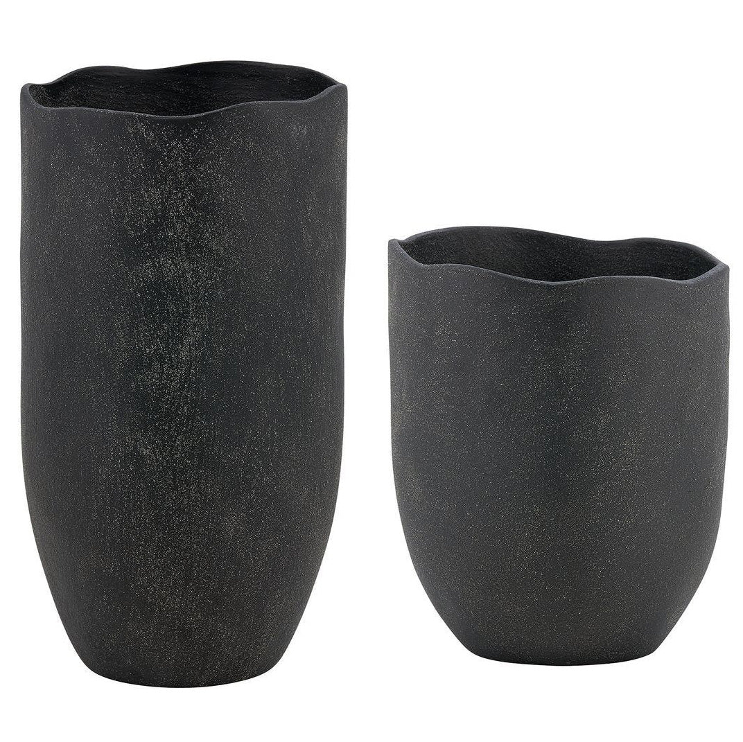 Komorebi Indoor-Outdoor Vases in Black - Set of 2 by Uttermost