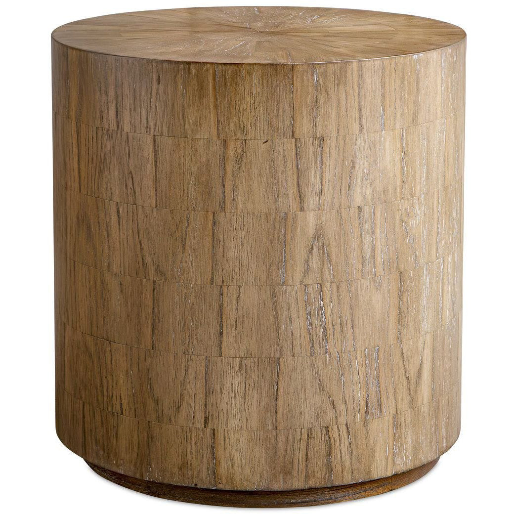 Nevis Cylinder Side Table in Wood by Uttermost