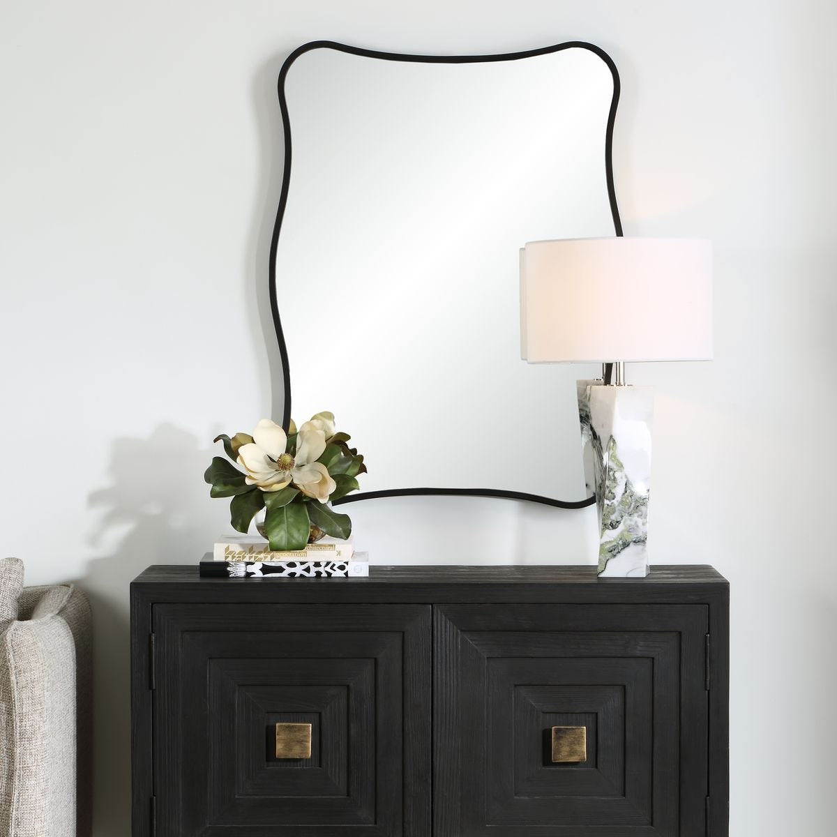 Pavia Vanity Mirror in Black by Uttermost