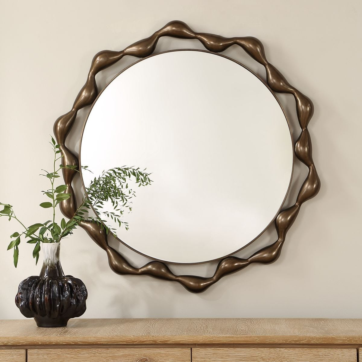 Remolino Round Mirror in Bronze by Uttermost