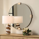 Russo Round Mirror in Travertine by Uttermost