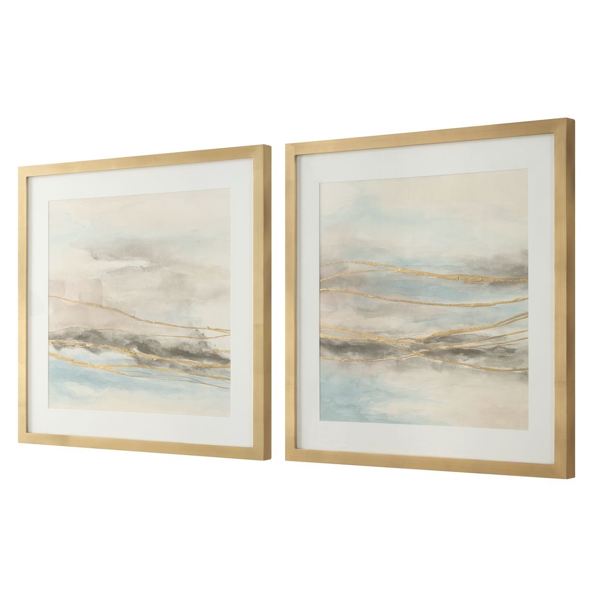 So Golden Abstract Landscape Prints - Set of 2 by Uttermost