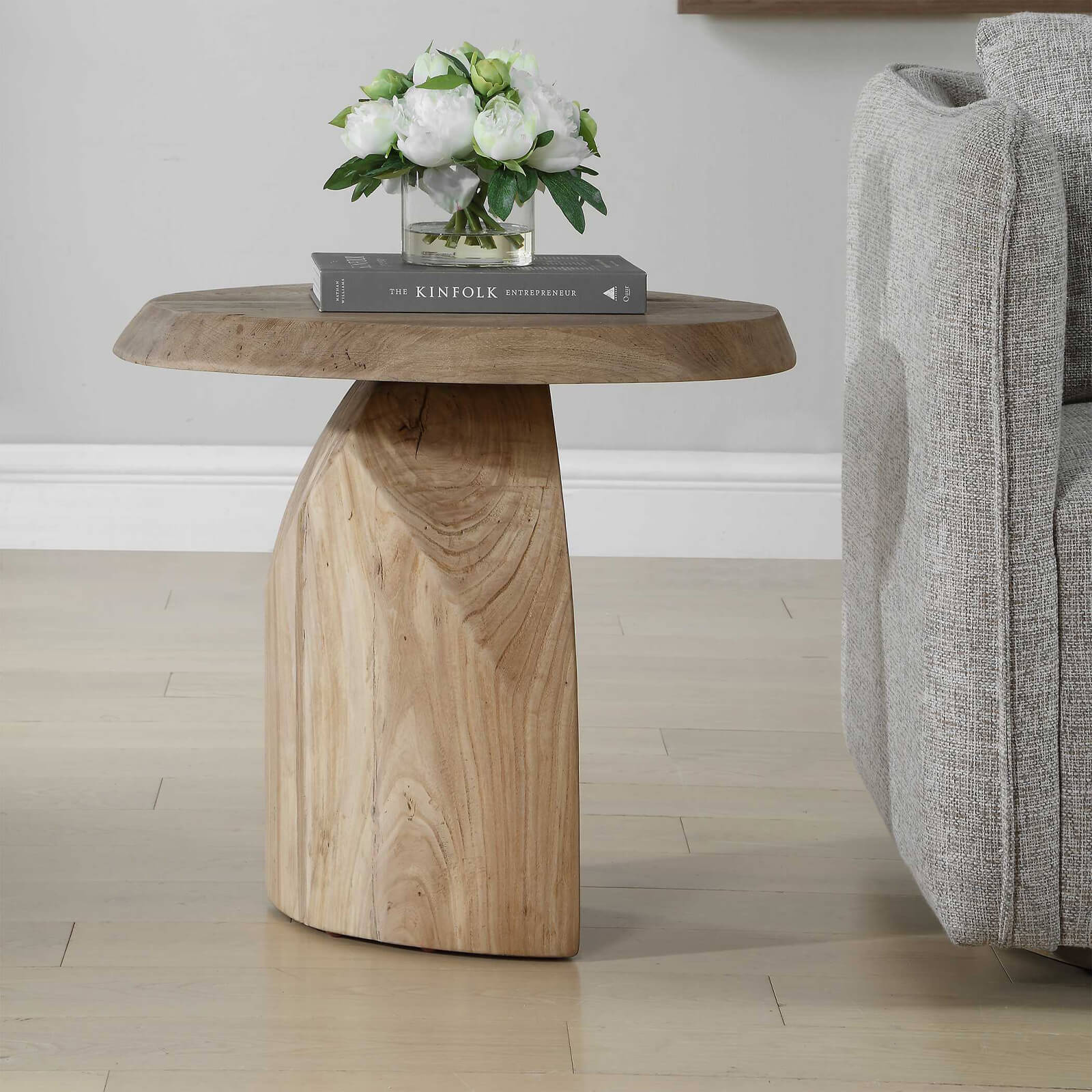 Tiernan Reclaimed Oak Round Side Table by Uttermost