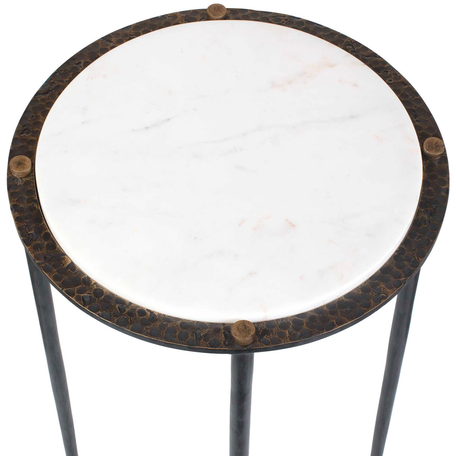 Wren Round White Marble Side Table by Uttermost