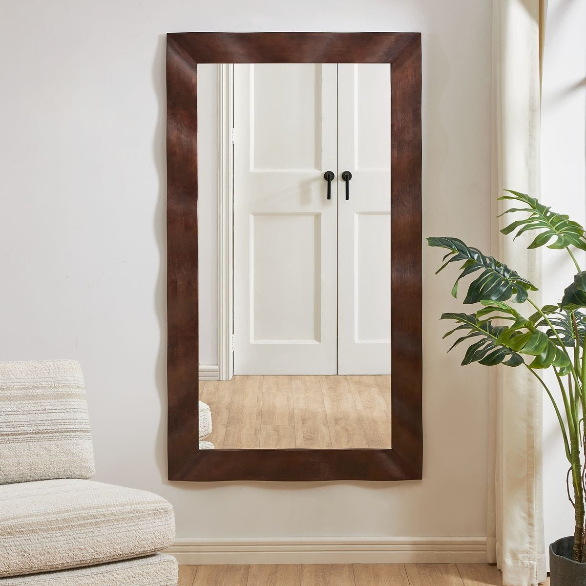 Wrinkle Wavy Mirror in Wood by Uttermost
