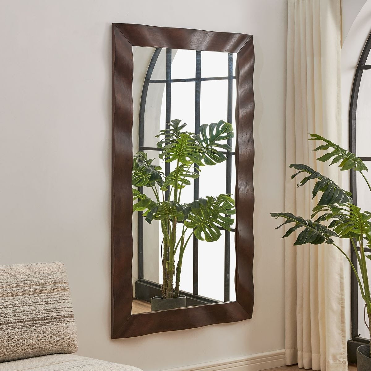 Wrinkle Wavy Mirror in Wood by Uttermost
