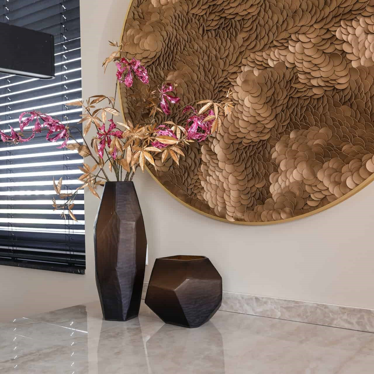 Bloom Gold Textured Round Wall Art by Richmond Interiors