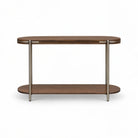Vienna Brown Walnut Veneer Oval Console Table Berkeley Designs