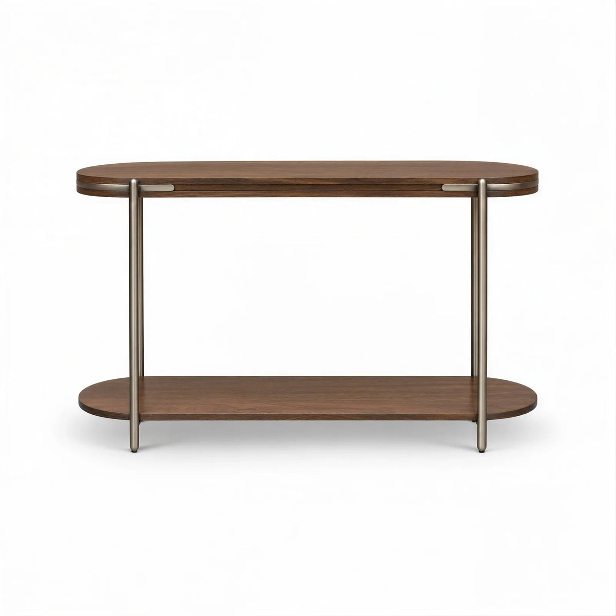 Vienna Brown Walnut Veneer Oval Console Table Berkeley Designs