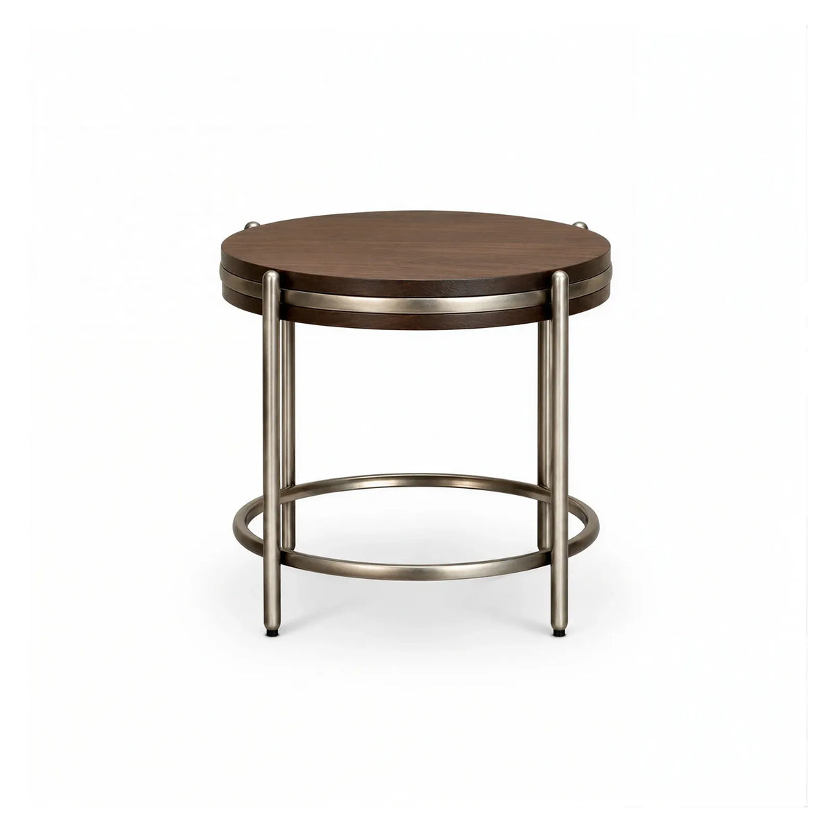 Vienna Brown Walnut Veneer Side Table with Brushed Brass Legs Berkeley Designs