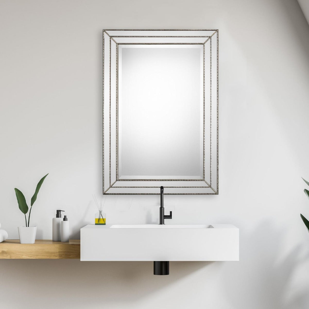 Triple Frame Mirror Silver Finish by Keiichi
