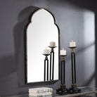 Temple Arched Mirror in Golden Bronze by Keiichi