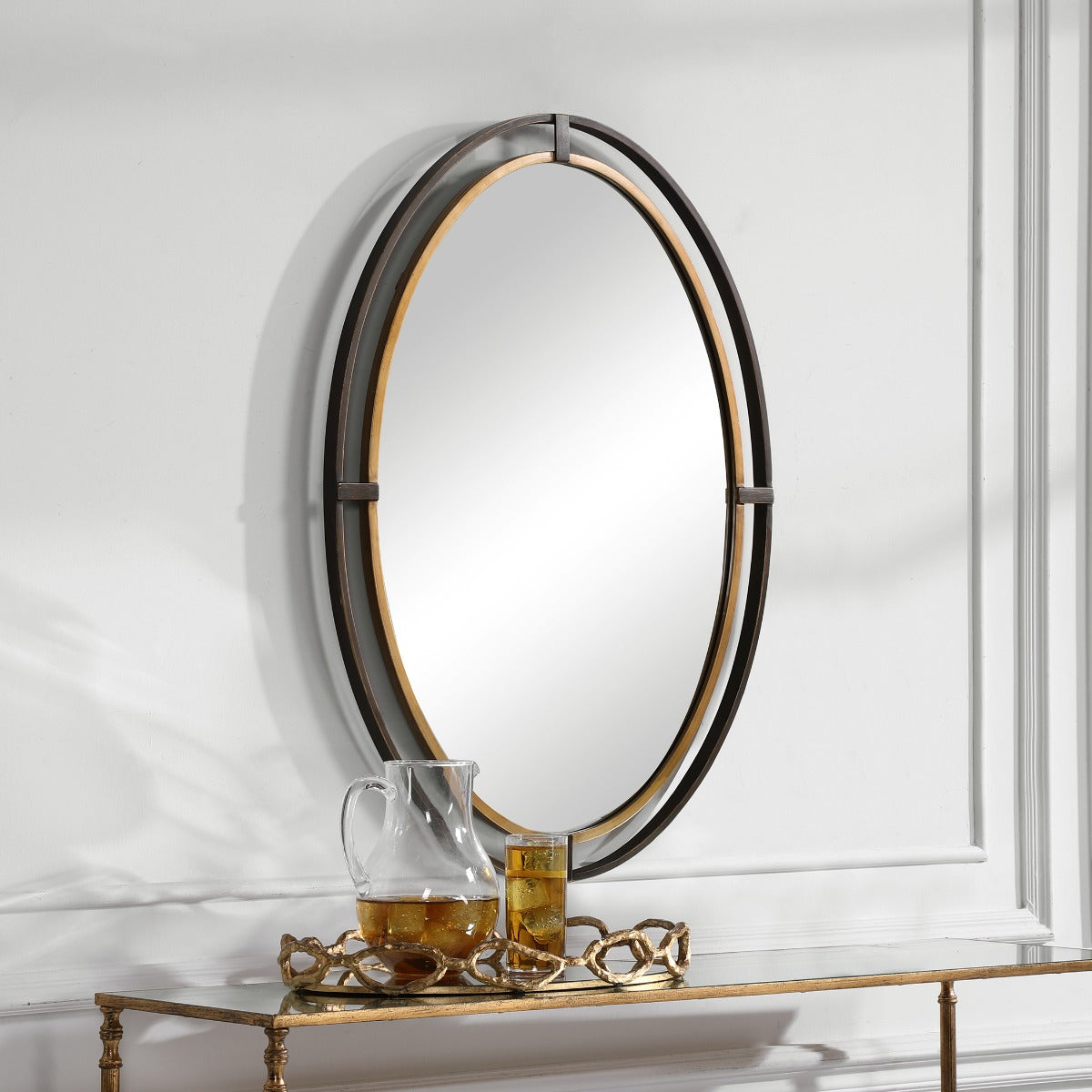 Contrast Oval Mirror Bronze & Gold by Keiichi