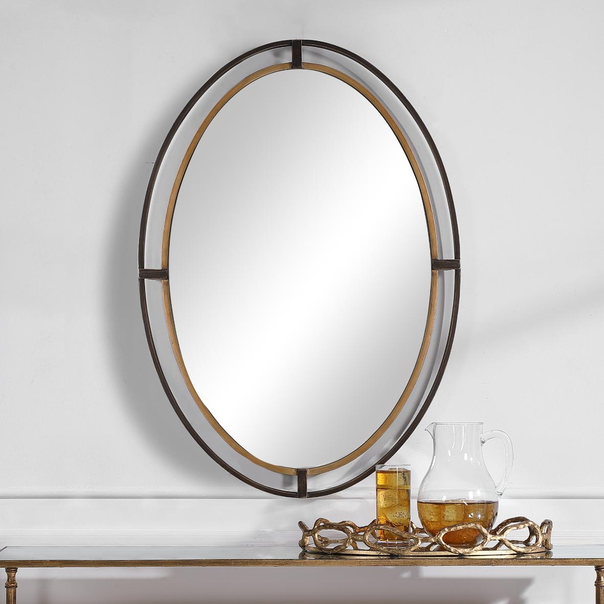 Contrast Oval Mirror Bronze & Gold by Keiichi