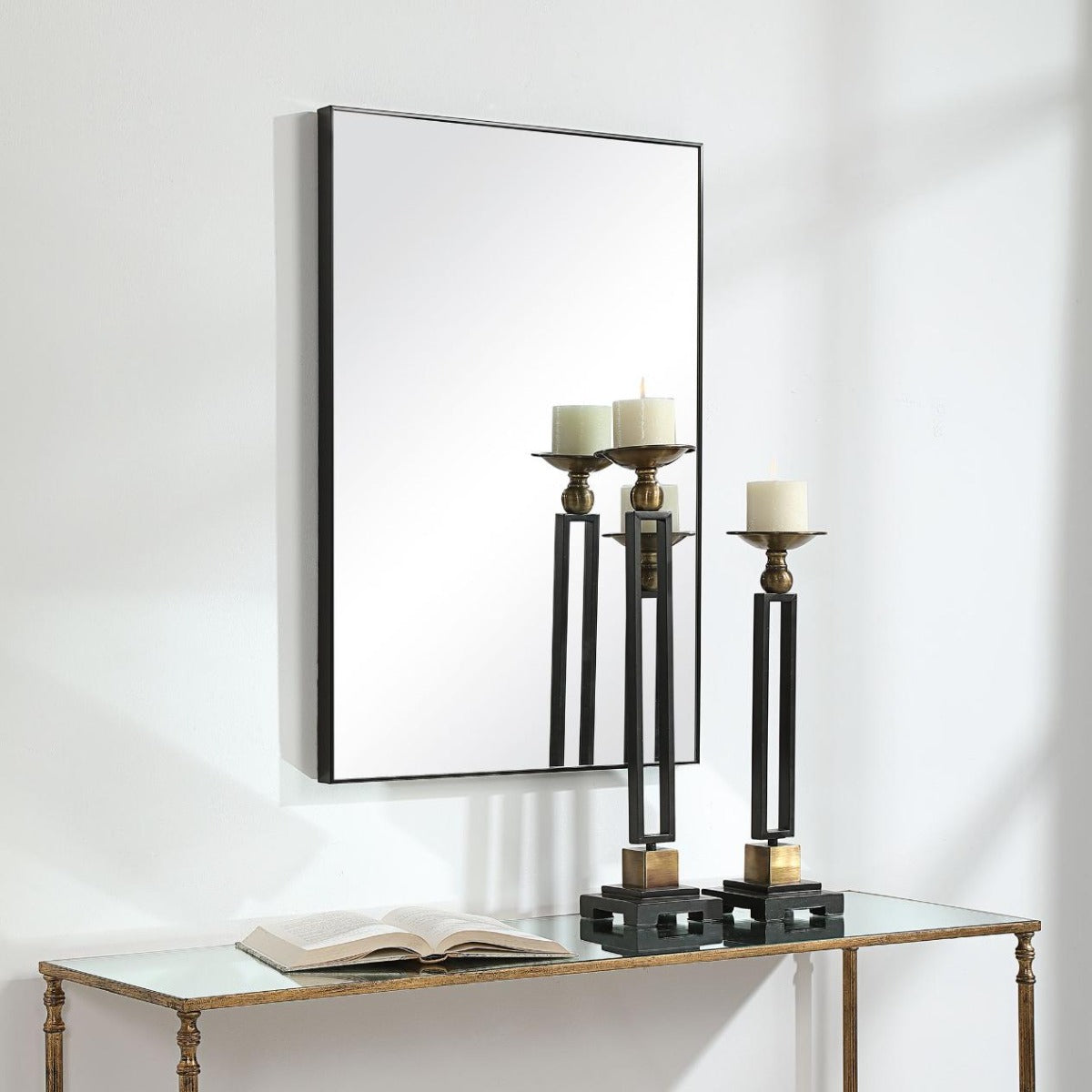 Simple Slim Frame Mirror Black by Keiichi