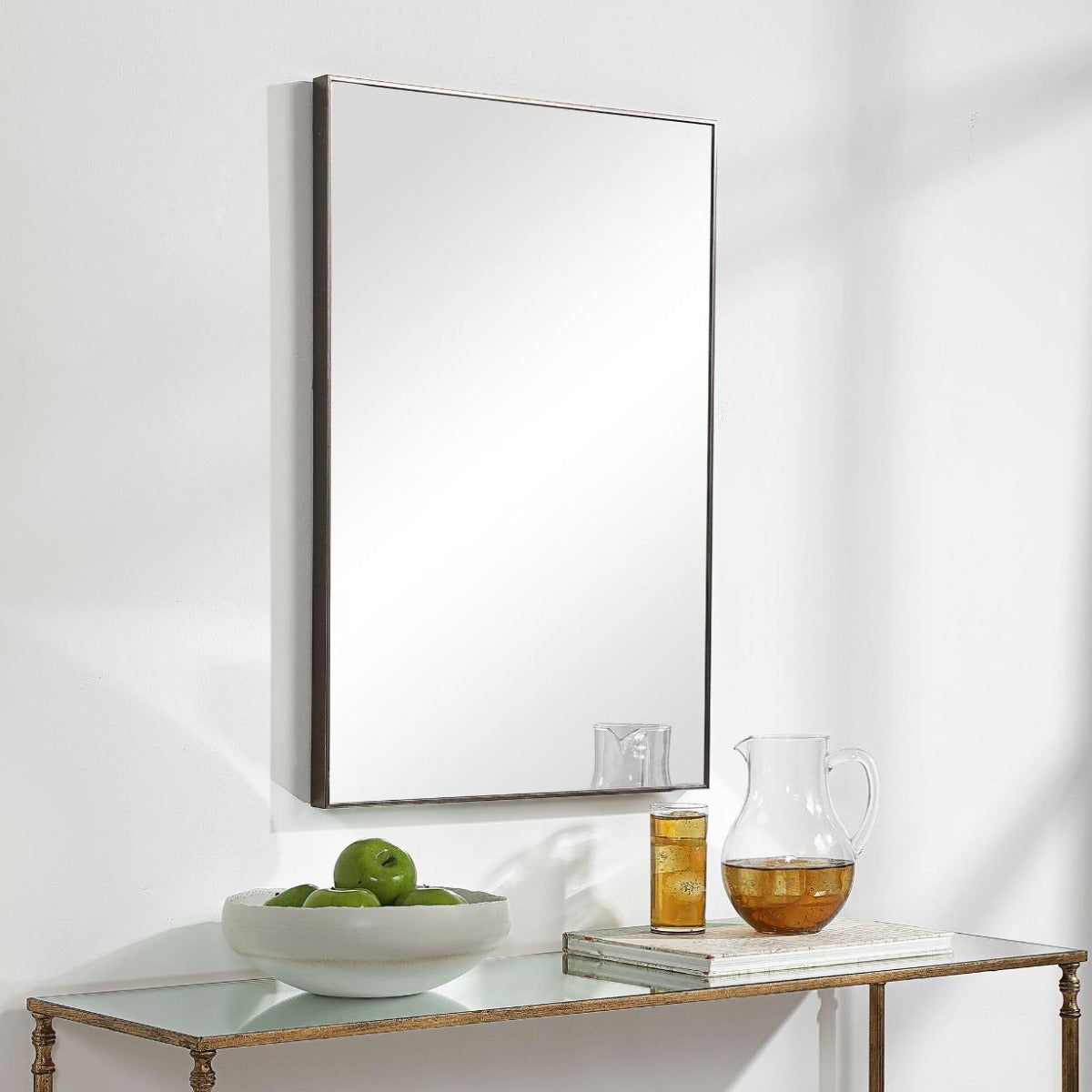Simple Slim Frame Mirror Gunmetal Grey by Keiichi