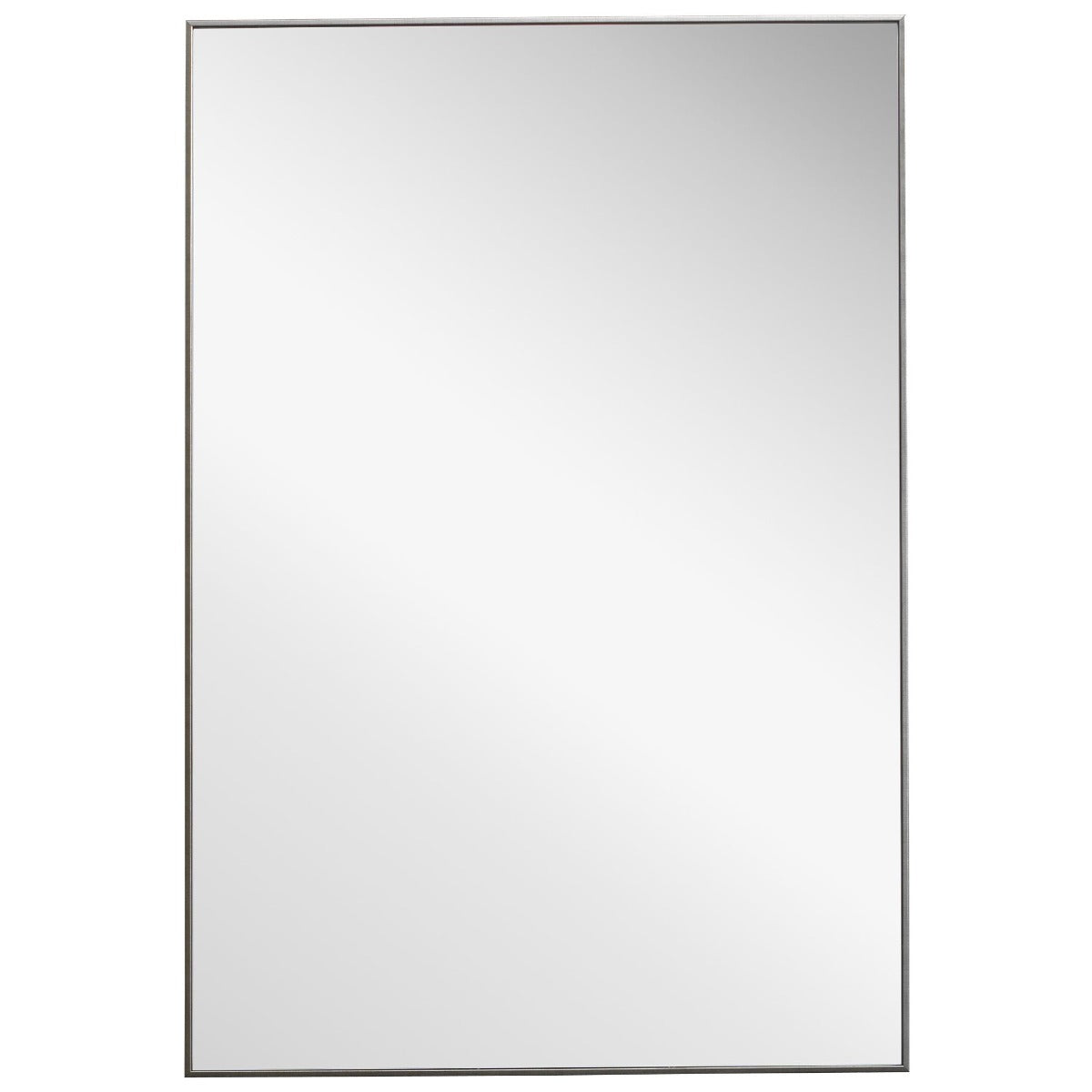 Simple Slim Frame Rectangular Mirror in Silver by Keiichi