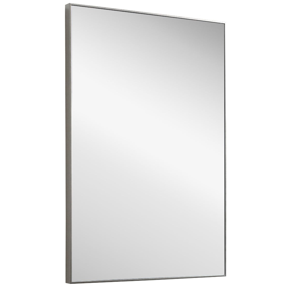 Simple Slim Frame Rectangular Mirror in Silver by Keiichi