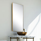 Slim Frame Rectangular Midi Mirror in Gold by Keiichi