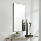 Slim Frame Rectangular Midi Mirror in Gold by Keiichi
