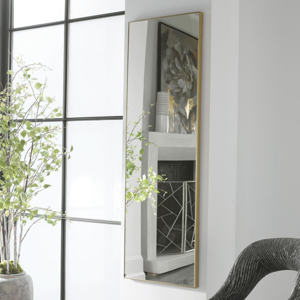 Slim Frame Full-Length Mirror in Gold by Keiichi