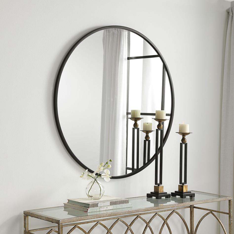 Eve Large Round Mirror Black by Keiichi