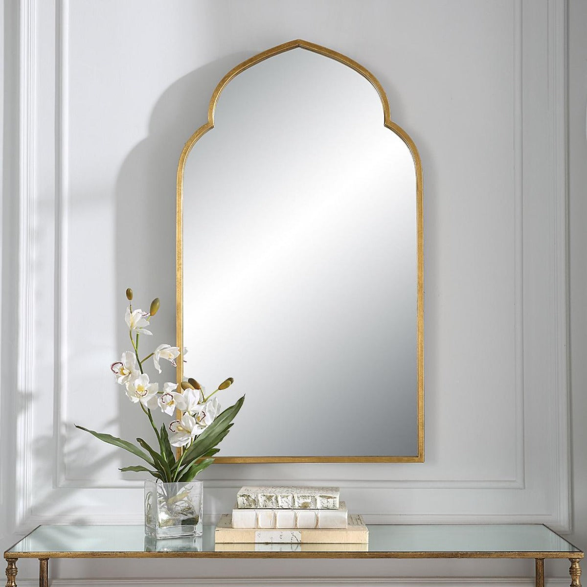 Temple Arched Mirror in Gold by Keiichi
