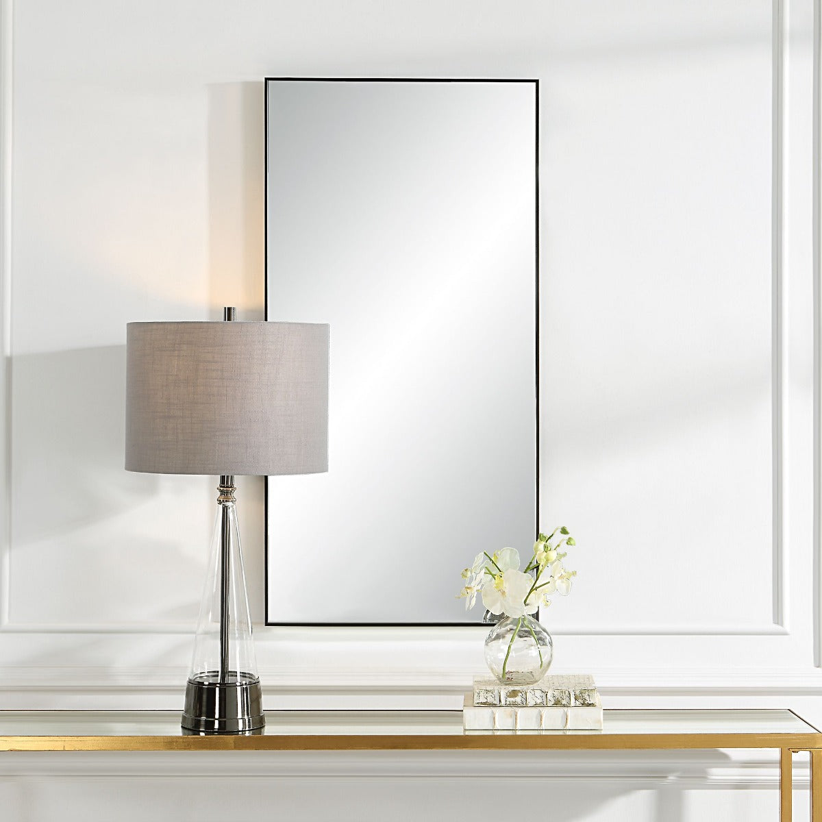 Slim Frame Midi Mirror in Black by Keiichi