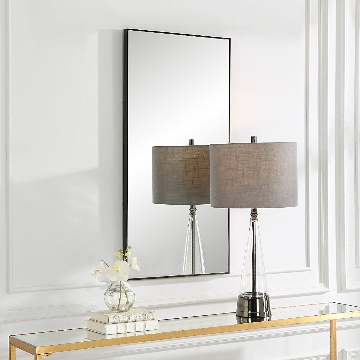 Slim Frame Midi Mirror in Black by Keiichi