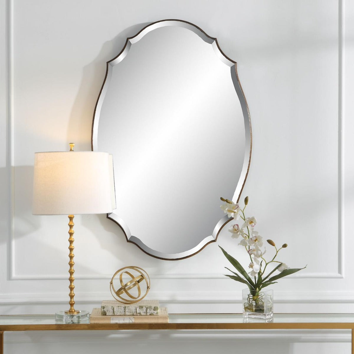 Aida Oval Mirror in Bronze by Keiichi