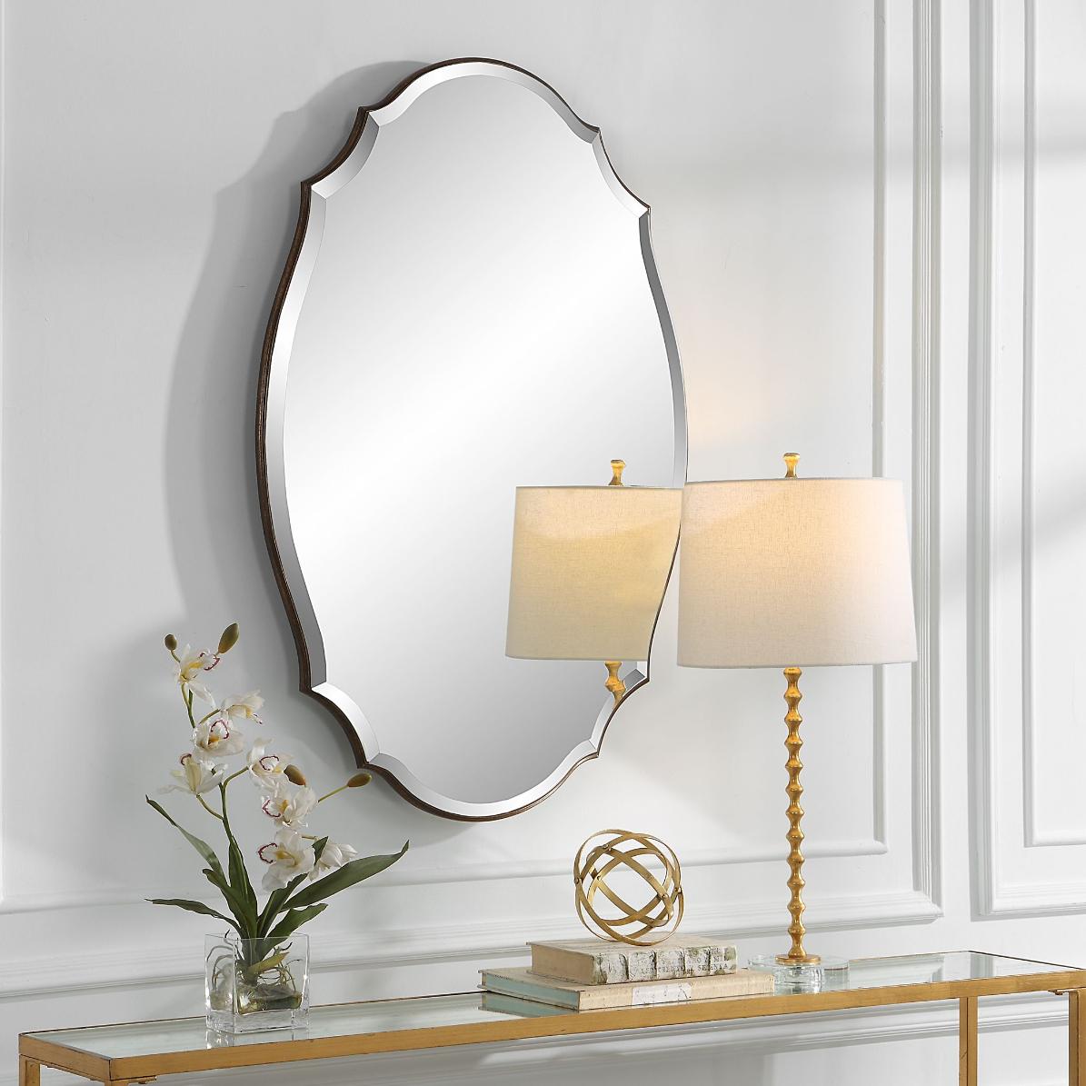 Aida Oval Mirror in Bronze by Keiichi