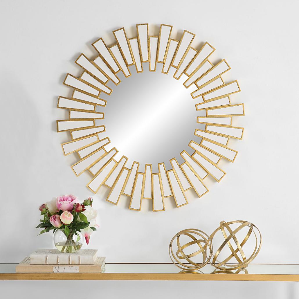 Rays Round Mirror Gold by Keiichi