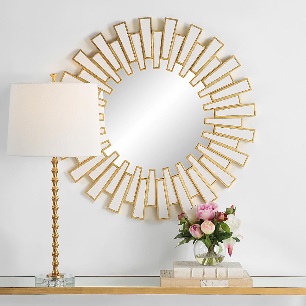 Rays Round Mirror Gold by Keiichi