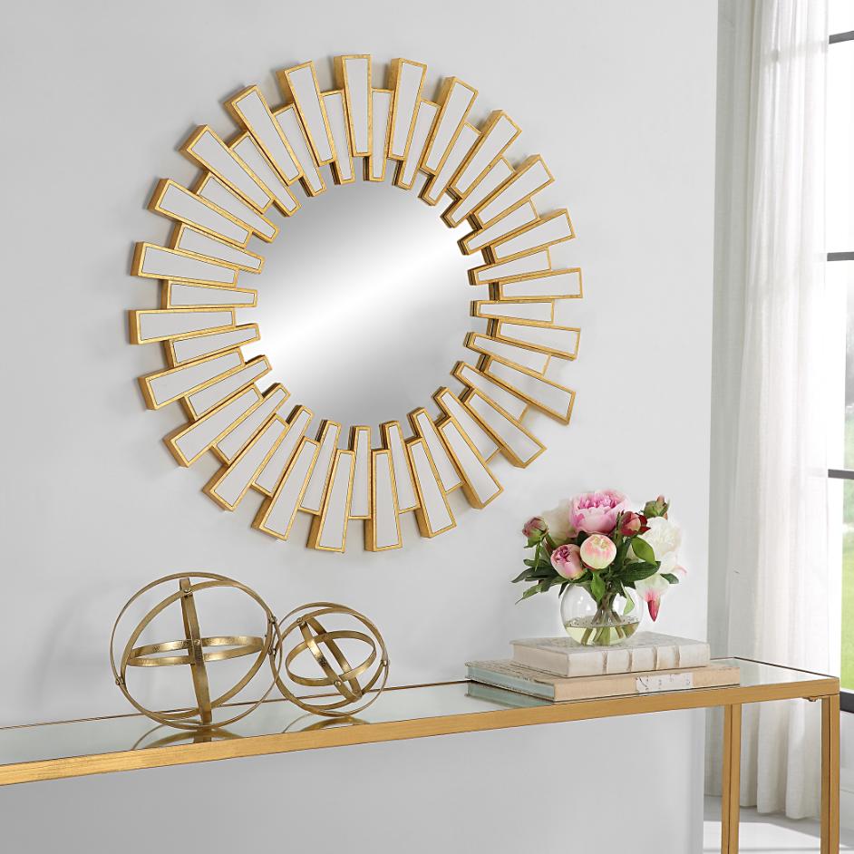 Rays Round Mirror Gold by Keiichi