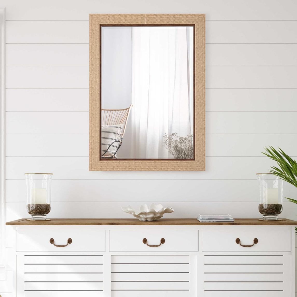 Natural Woven Rectangular Mirror by Keiichi