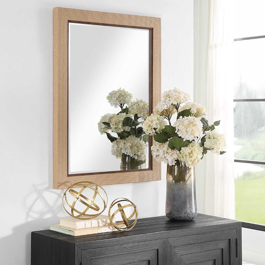 Natural Woven Rectangular Mirror by Keiichi