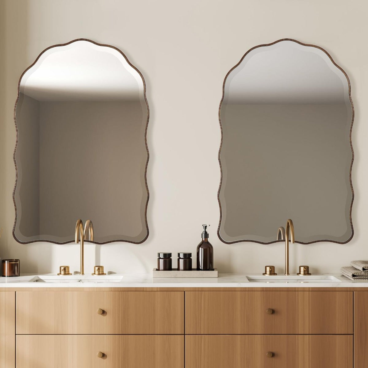Irregular Mirror Antique Bronze by Keiichi