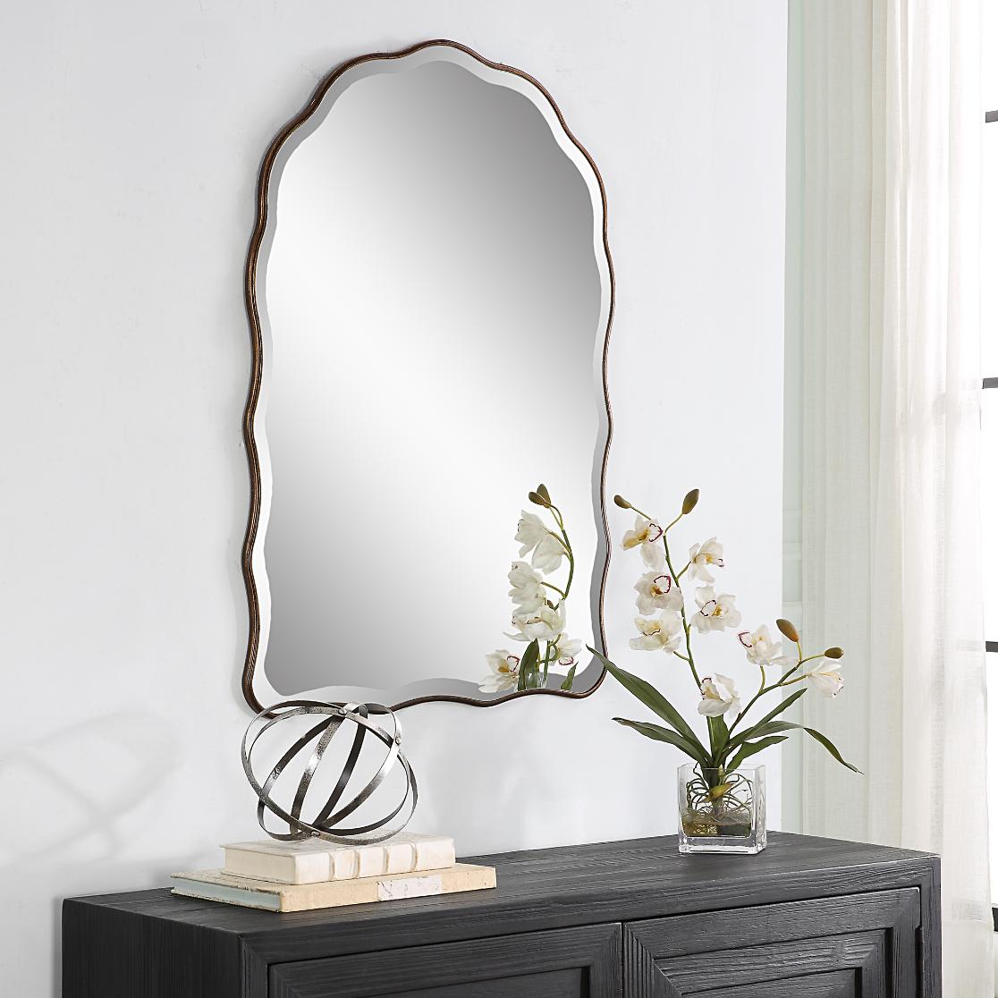 Irregular Mirror Antique Bronze by Keiichi