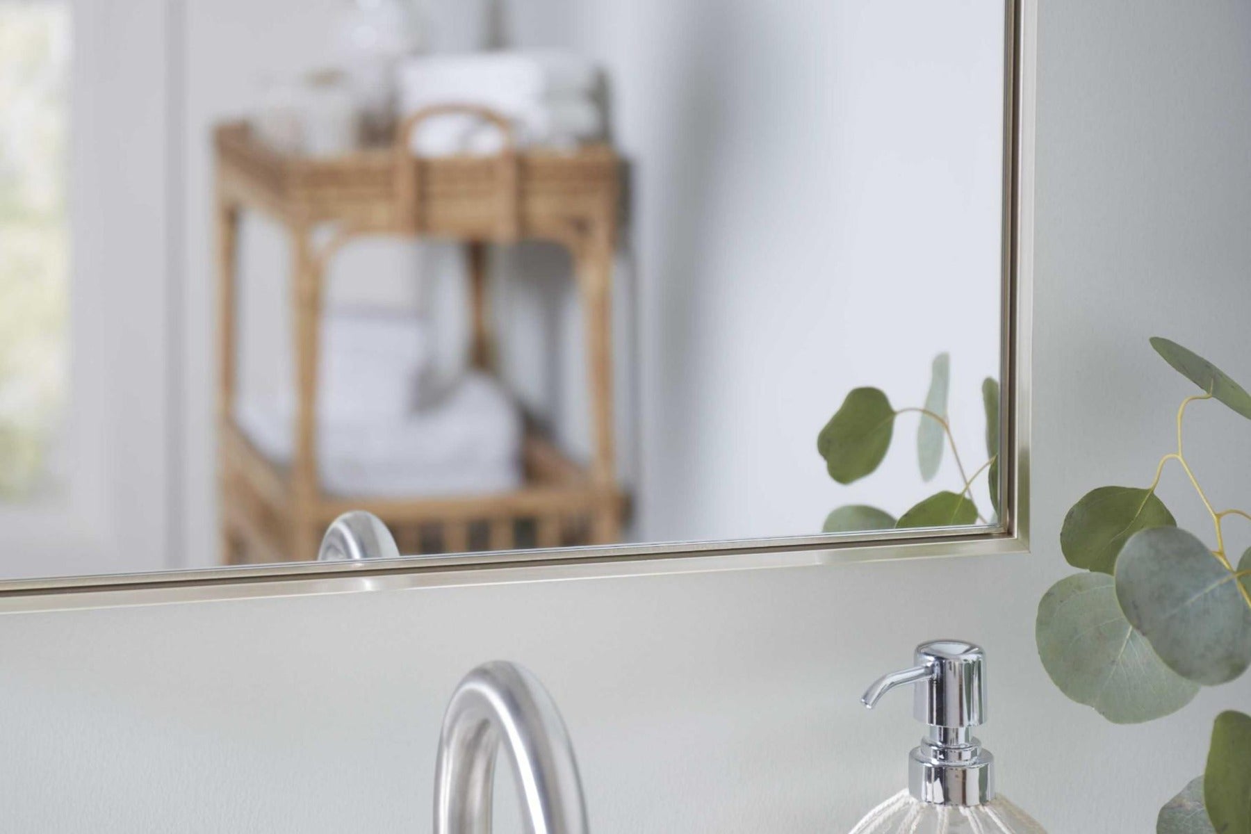 Floating Slim Frame Mirror Silver by Keiichi