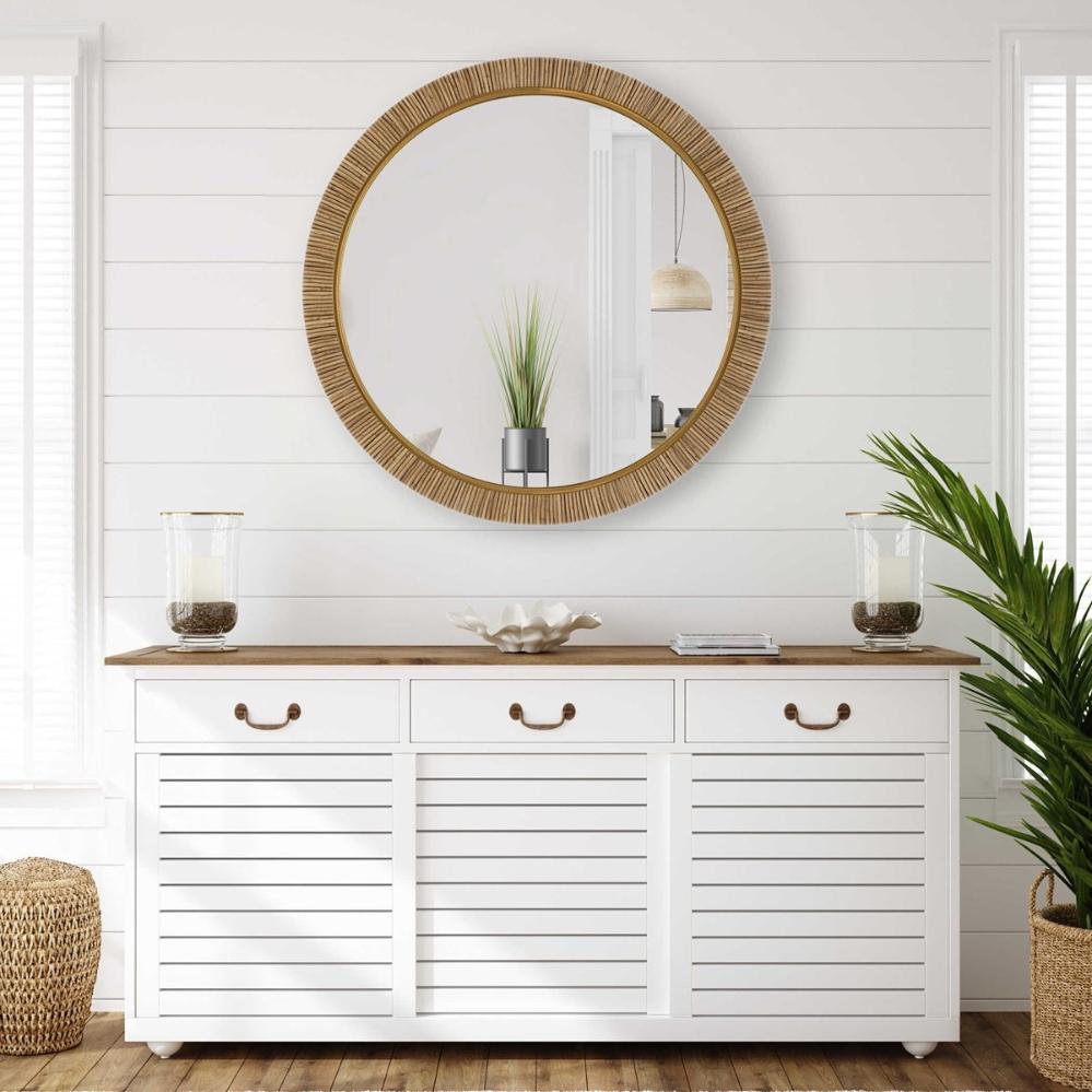 Indiana Rattan Round Mirror by Keiichi