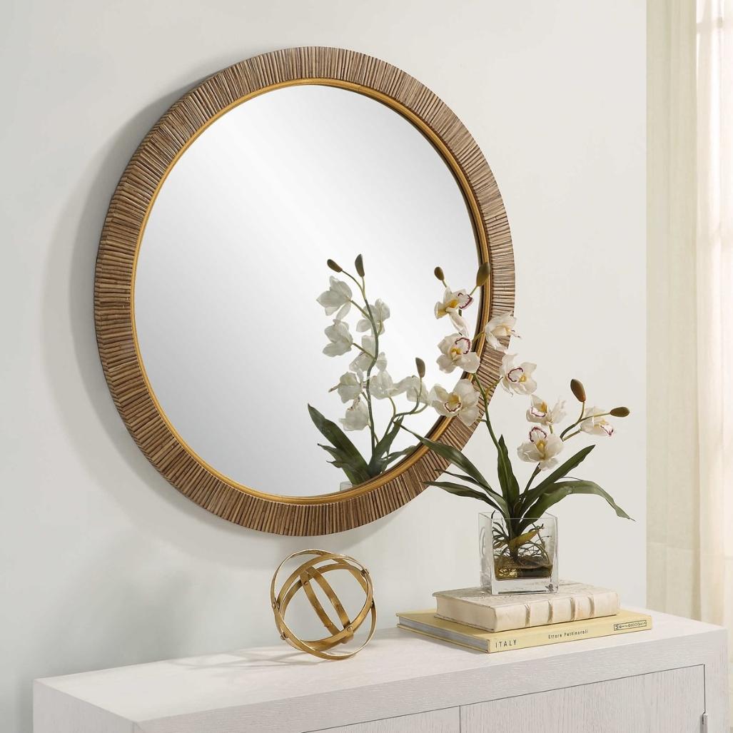 Indiana Rattan Round Mirror by Keiichi
