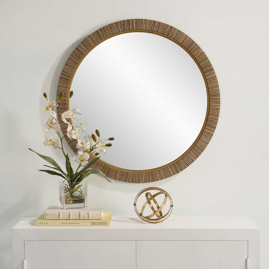 Indiana Rattan Round Mirror by Keiichi