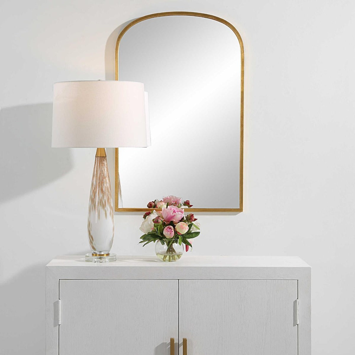 Aydyn Arched Mirror in Gold by Keiichi