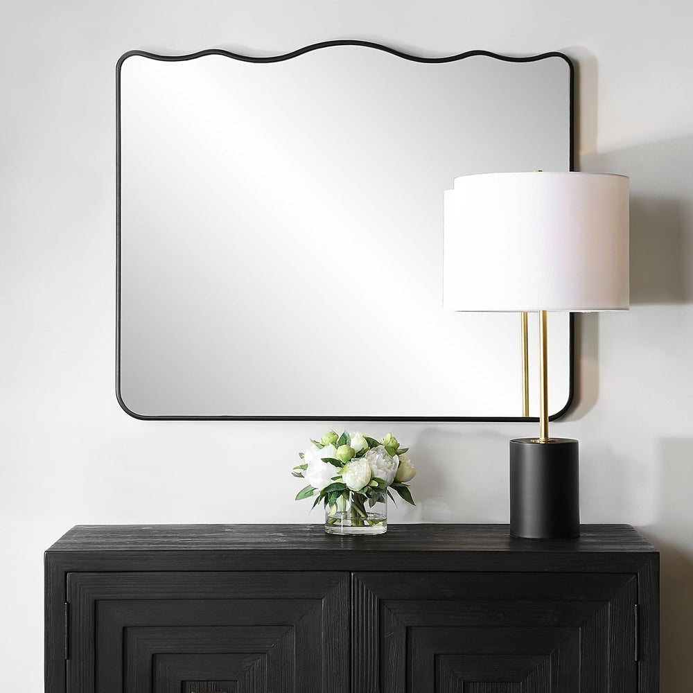 Grace Scalloped Mirror in Black by Keiichi